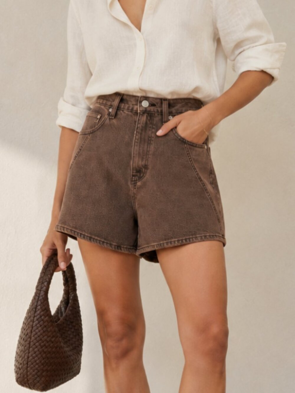 NWT Levi Strauss Signature Brown Vintage High Rise A-Line Denim Shorts Size 10
